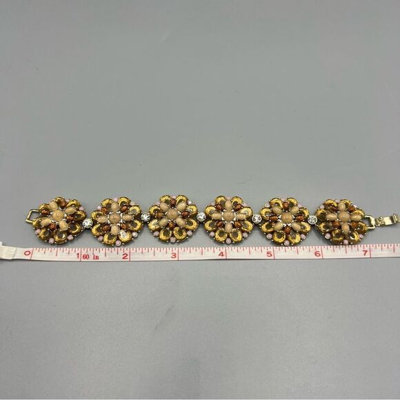 Banana Republic Floral Gold and Brown Rhinestone Bracelet - Picture 2 of 4